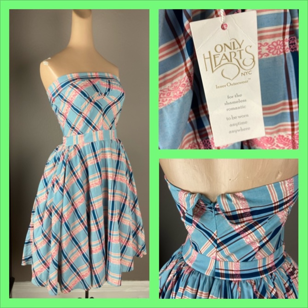 Only Hearts NYC / BGN NWT Strapless Plaid Dress with Attached Petticoat - Size 4